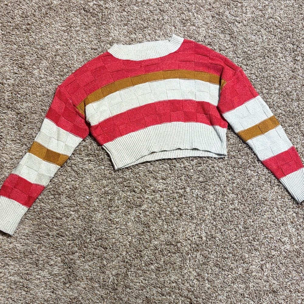 Buckle Red and Cream Striped Sweater